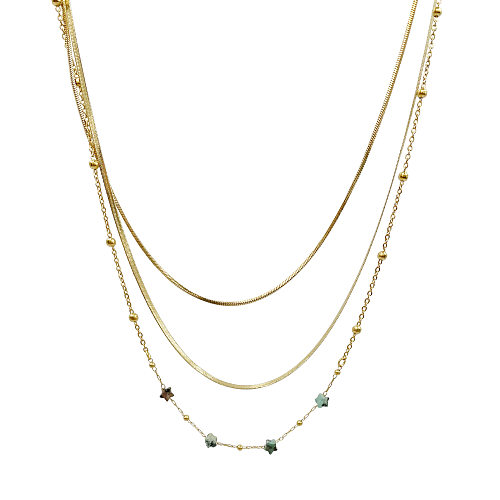 Fashion Star Stainless Steel  Natural Stone Plating Layered Necklaces 1 Piece