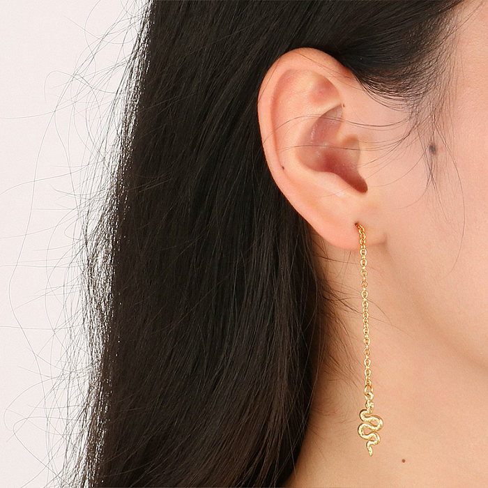 1 paire de boucles d'oreilles pendantes en acier inoxydable pour femme, Animal, serpent