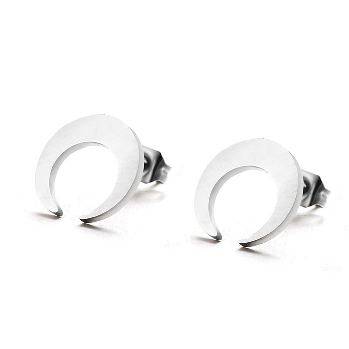 Simple Half-moon Stainless Steel  Earrings