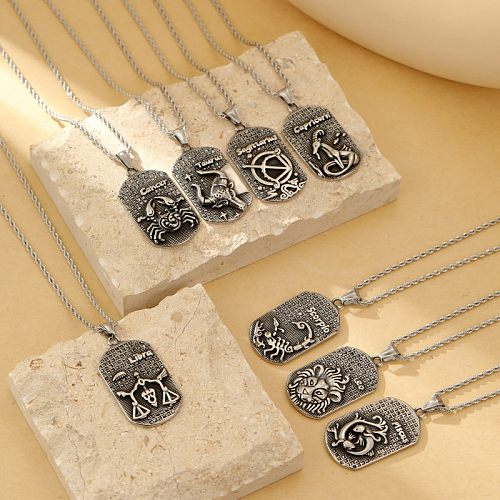 Hip-Hop Modern Style Constellation Stainless Steel  Polishing Inlay Zircon Pendant Necklace