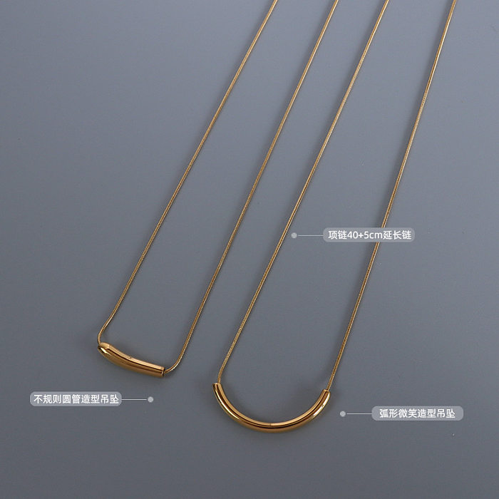Golden Smile Shape Simple Romantic Stainless Steel Necklace