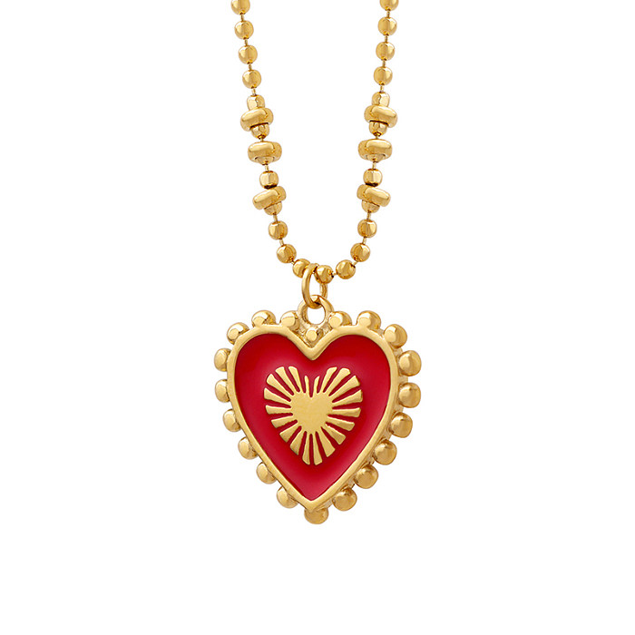 1 Piece Classical Heart Shape Stainless Steel Brass Plating Pendant Necklace