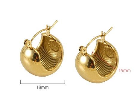 Wholesale 1 Pair Simple Style C Shape Stainless Steel  18K Gold Plated Hoop Earrings