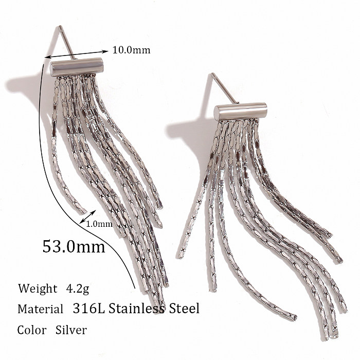 1 Pair Lady Simple Style Tassel Plating Stainless Steel  18K Gold Plated Drop Earrings