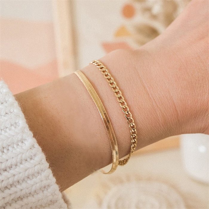 Fashion Cuban Chain Stainless Steel Double Layered Bracelet