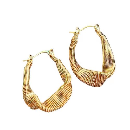 1 Pair Vintage Style Lady Solid Color Plating Stainless Steel  18K Gold Plated Hoop Earrings