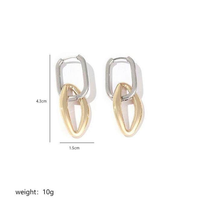 1 Paar elegante geometrische Herzform-Ohrringe aus poliertem Edelstahl mit 18-Karat-Vergoldung