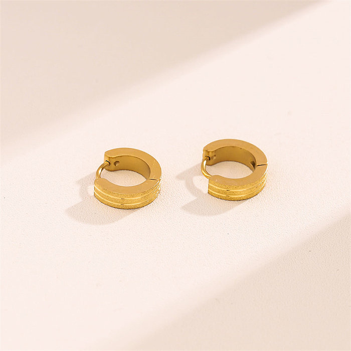 1 Pair Retro Simple Style Round Plating Stainless Steel  18K Gold Plated Earrings