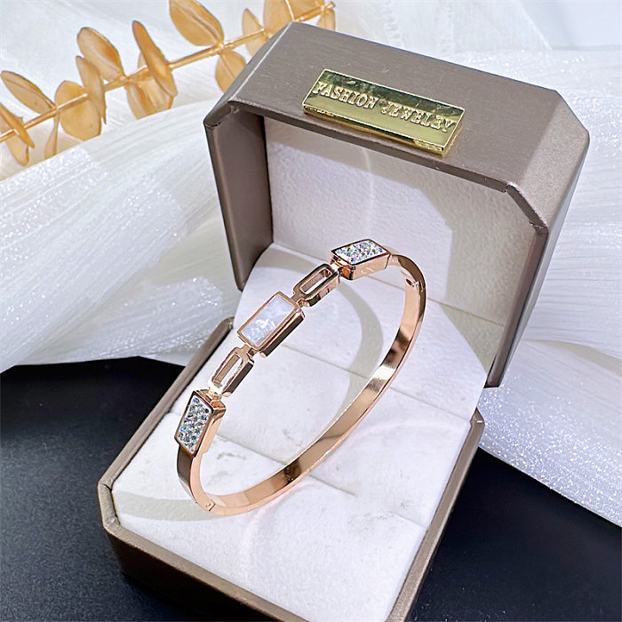 Bracelet en zircon plaqué acier titane géométrique de style simple 1 pièce