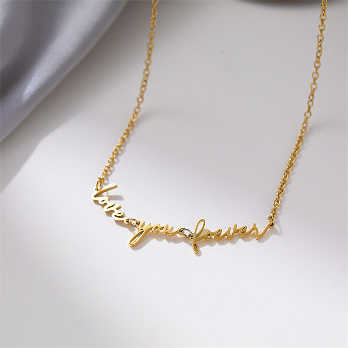 MAMA Simple Style Letter Stainless Steel Plating Necklace