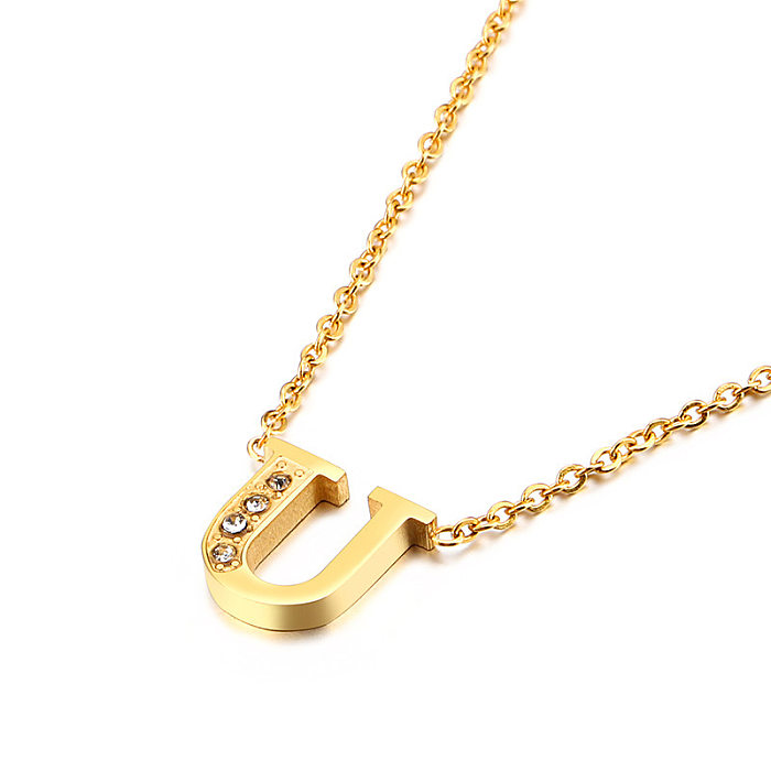Neue Mode kreative Gold 26 englische Buchstaben Edelstahl Halskette