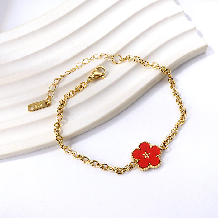 Sweet Flower Stainless Steel Plating Inlay Shell Bracelets