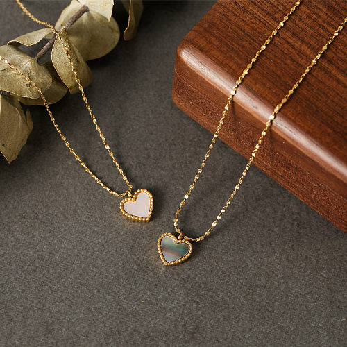Fashion Heart Shape Shell Stainless Steel Plating Pendant Necklace 1 Piece
