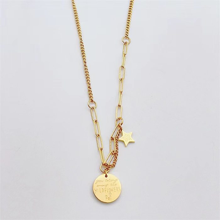 Hip-Hop Exaggerated Simple Style Star Stainless Steel  Plating Three-dimensional Metal 18K Gold Plated Layered Necklaces