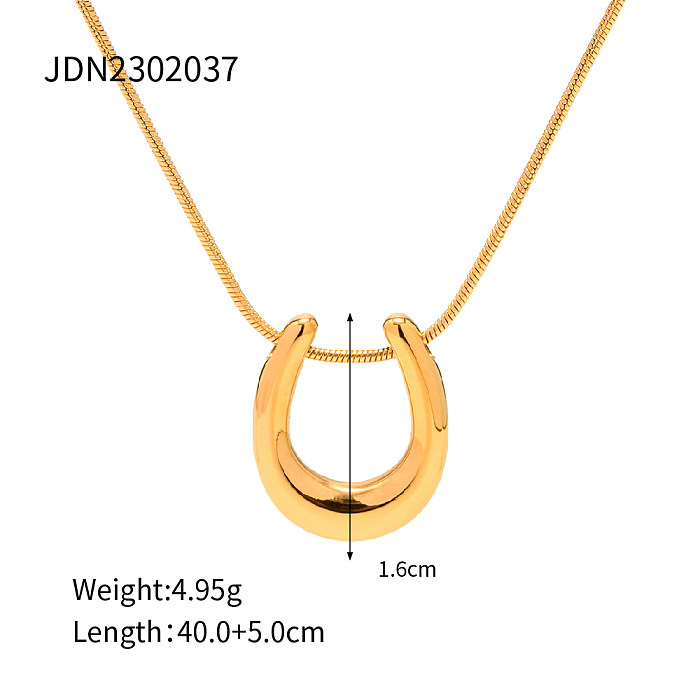 1 Piece INS Style Horseshoe Stainless Steel  Plating Pendant Necklace
