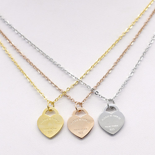 Wholesale Simple Style Letter Heart Shape Stainless Steel  18K Gold Plated Necklace