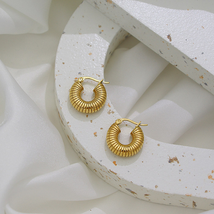 1 Pair Simple Style Solid Color Stainless Steel  Plating 18K Gold Plated Hoop Earrings