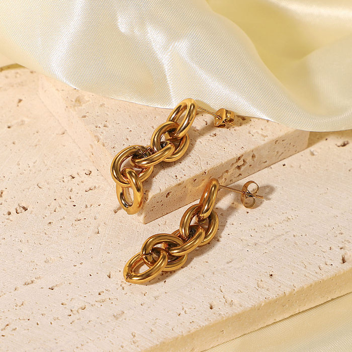 Europäische und amerikanische Mode-Ohrringe aus 18 Karat vergoldetem Edelstahl mit langer Kette