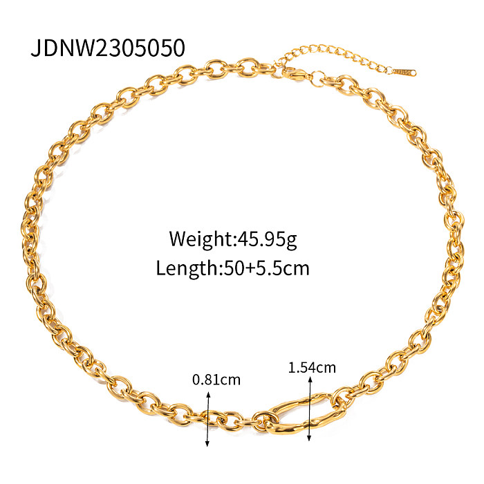 IG Style Basic Modern Style Irregular Stainless Steel  Plating 18K Gold Plated Necklace