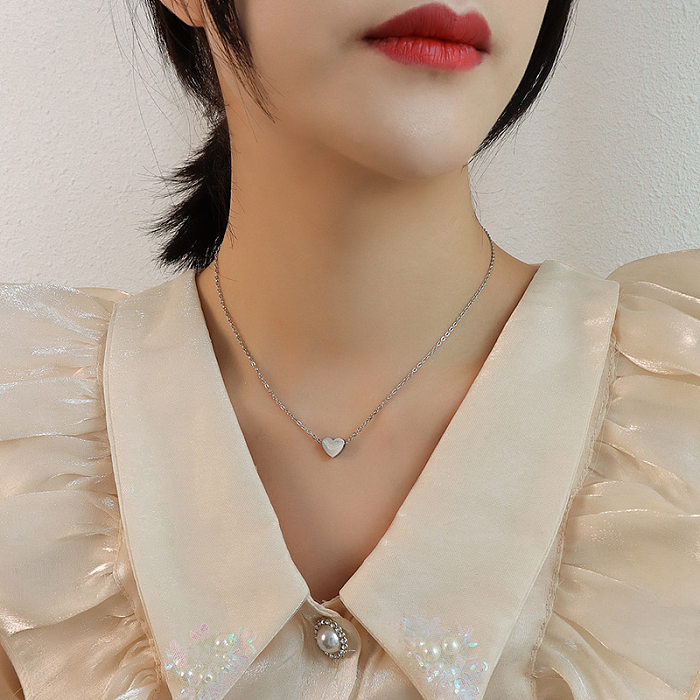 Collar de novia de Corea de titanio y acero inoxidable (mini aleación de corazón rosa) NHOK0224-Mini-heart-rose-alloy