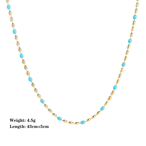 Simple Style Color Block Stainless Steel Beaded Plating Necklace