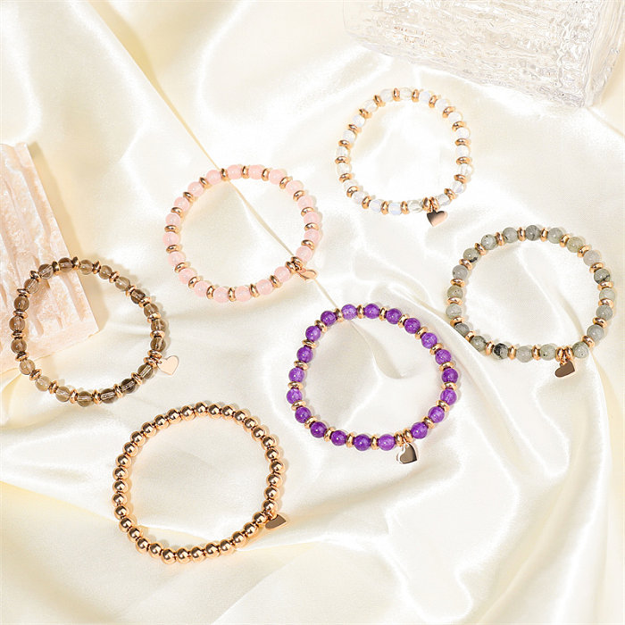 Bracelets ronds plaqués or rose en acier inoxydable, style Simple et décontracté, en vrac