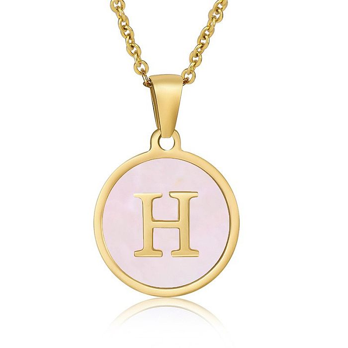 Fashion Round Letter Stainless Steel Pendant Necklace 1 Piece