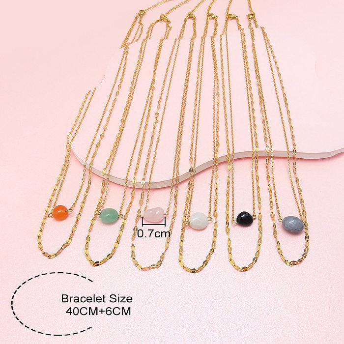 Modern Style Simple Style Geometric Natural Stone Stainless Steel Plating Layered Necklaces