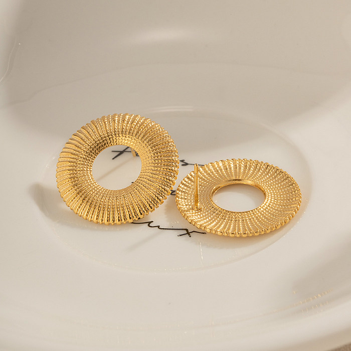 1 Paar schlichte runde Ohrstecker aus Edelstahl mit 18-Karat-Vergoldung