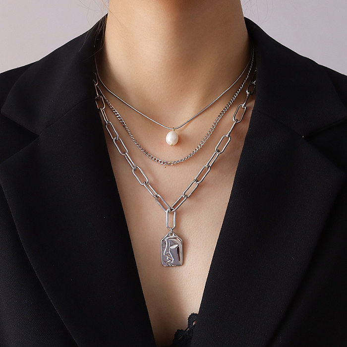 Fashion All-match  Three-layer Irregular Freshwater Necklace