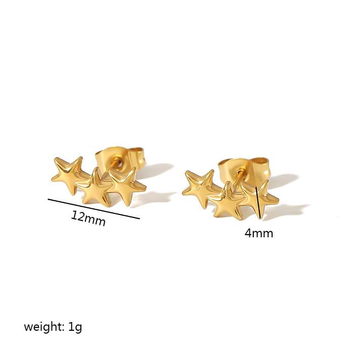 1 Pair Simple Style Round Star Polishing Plating Stainless Steel  18K Gold Plated Ear Studs