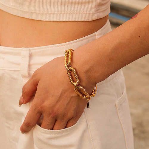 Bracelets plaqués or 18 carats en acier inoxydable de couleur unie de style simple de style IG