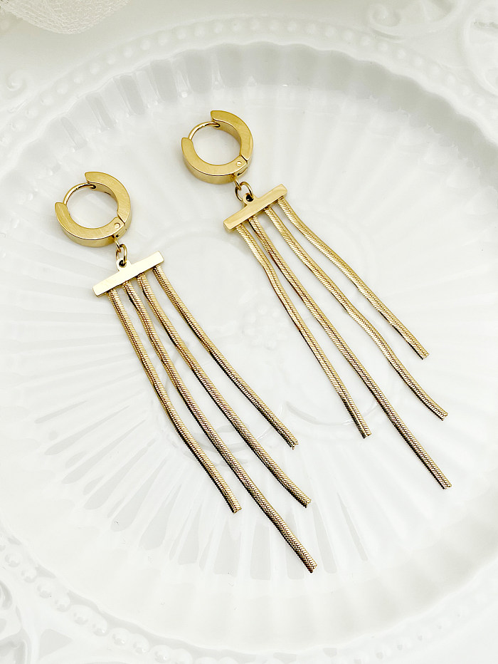 1 Pair IG Style Geometric Tassel Plating Stainless Steel  Gold Plated Drop Earrings