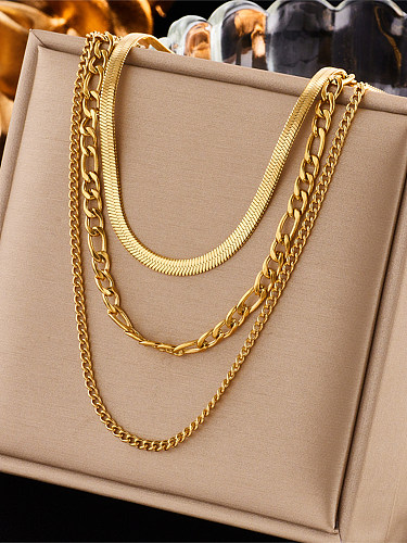 Simple Style Geometric Stainless Steel  Layered Necklaces Gold Plated Stainless Steel  Necklaces