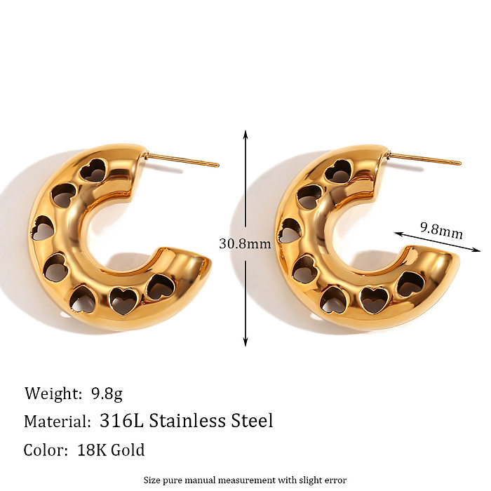 1 Pair Simple Style C Shape Stainless Steel  Earrings