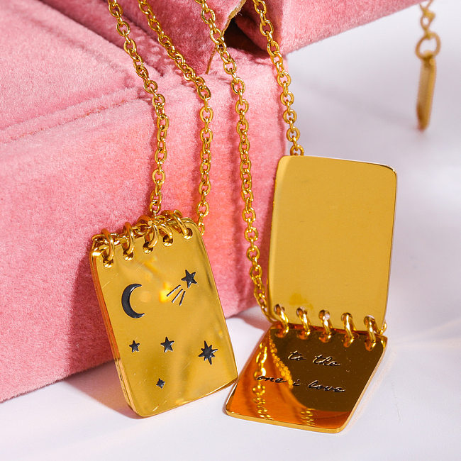 Lässige, schlichte Halskette mit Buchstaben-Anhänger aus Edelstahl mit 18-karätiger Vergoldung