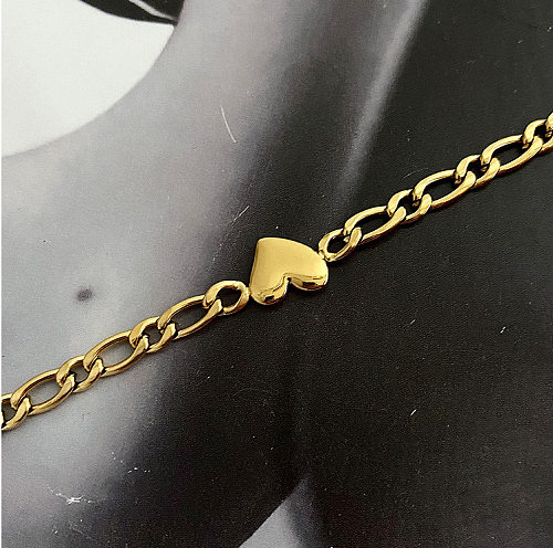 Retro coração metal aço inoxidável 18k banhado a ouro colar atacado jóias
