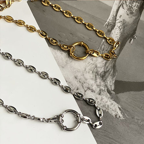 Collar de cadena de acero inoxidable de color sólido geométrico de estilo vintage