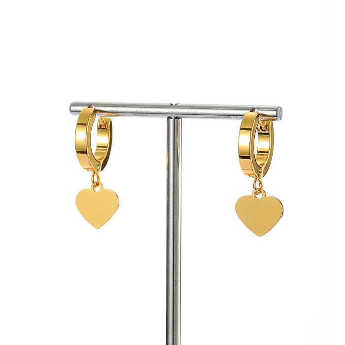 1 Pair Elegant Simple Style Heart Shape Stainless Steel  Plating 18K Gold Plated Drop Earrings