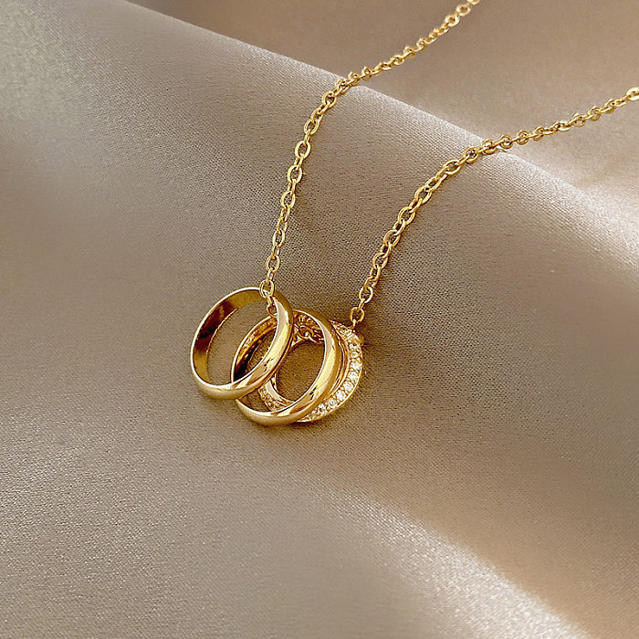 Cadena de clavícula con colgante de circonio de acero inoxidable geométrico a la moda para mujer