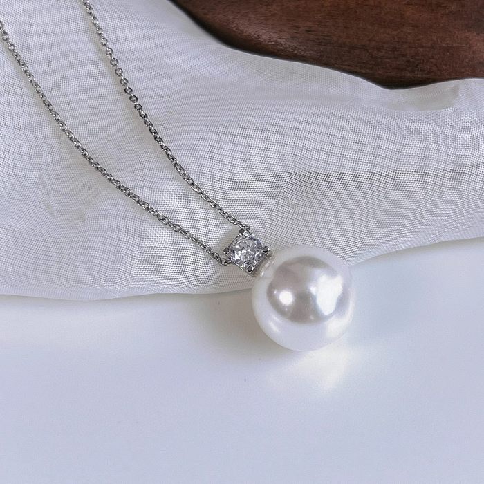 Elegant Retro Lady Ball Stainless Steel  Plating Inlay Artificial Pearls 18K Gold Plated Necklace