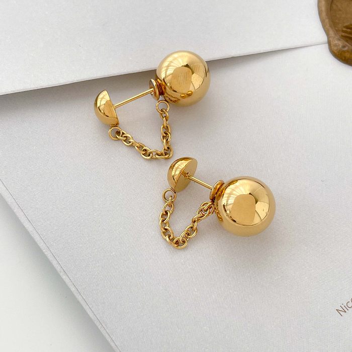 1 Pair Simple Style Solid Color Stainless Steel Plating 18K Gold Plated Drop Earrings