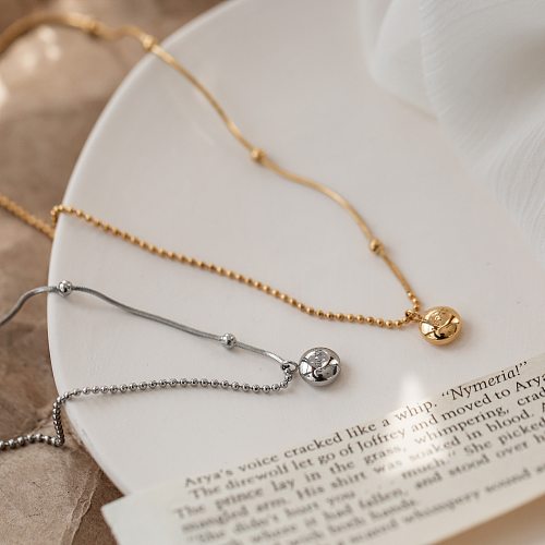 Classic Style Solid Color Stainless Steel Plating Pendant Necklace