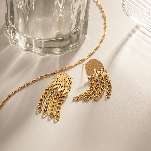 Boucles d'oreilles pendantes en acier inoxydable plaqué or 1 carats, 18 paire, chaîne à pampilles de Style INS, vente en gros