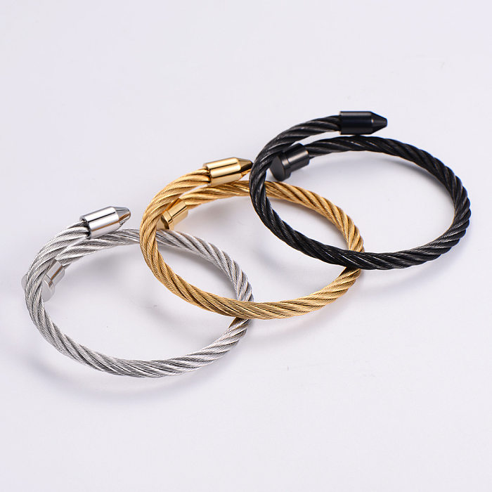 Bracelets en acier inoxydable de placage de bracelet en acier au titane de couleur unie de style simple