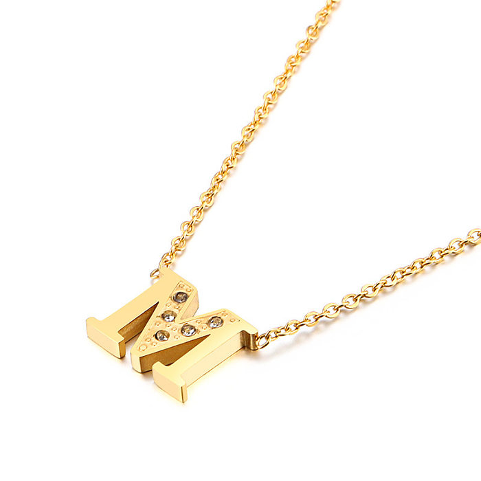 Nova moda criativa ouro 26 letras inglesas colar de aço inoxidável