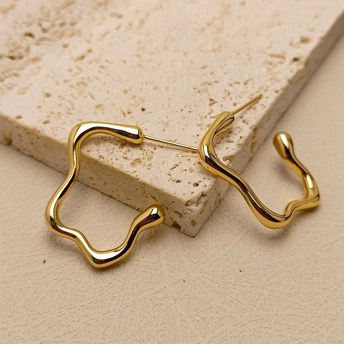 1 Pair IG Style Simple Style Solid Color Plating Stainless Steel  18K Gold Plated Ear Studs