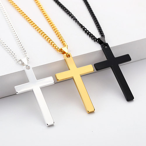 Modische Halskette mit Kreuz-Anhänger aus Edelstahl, 1 Stück