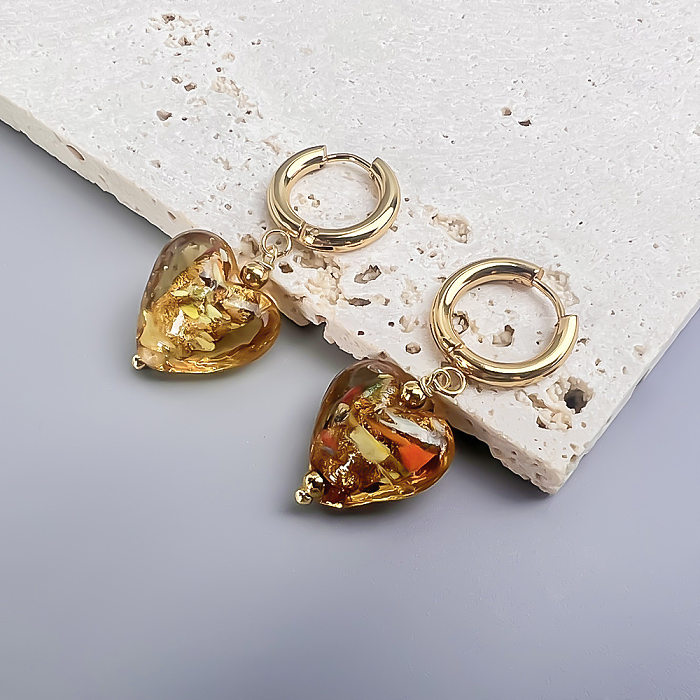 1 Pair Retro Heart Shape Stainless Steel  Earrings