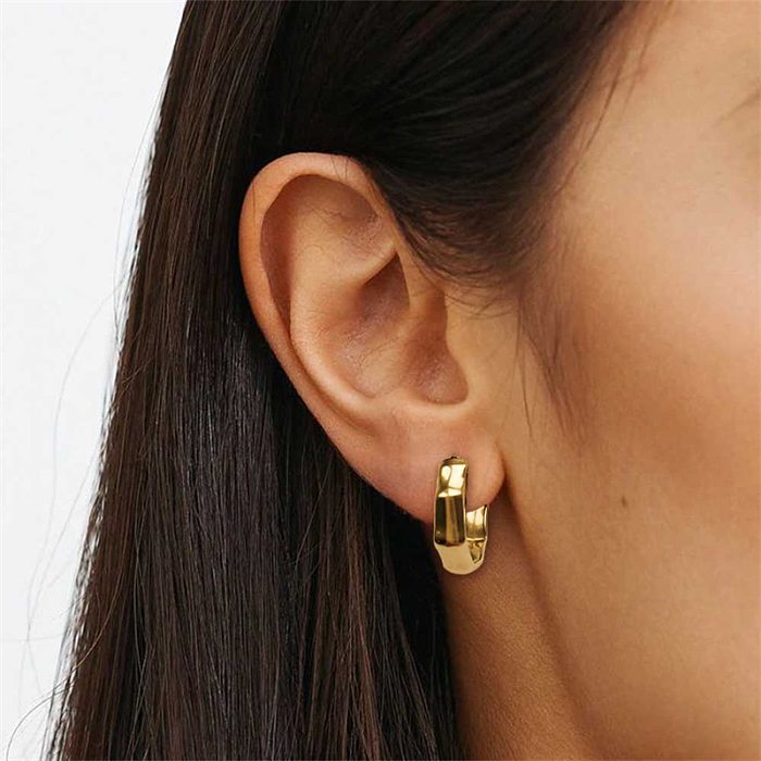 Boucles d'oreilles géométriques en acier inoxydable à la mode, placage de boucles d'oreilles en acier inoxydable